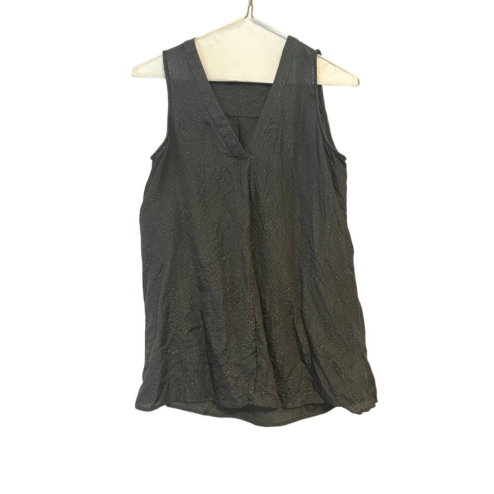 Theory Black Jacquard Silk Tank Sleeveless Shell Size Small